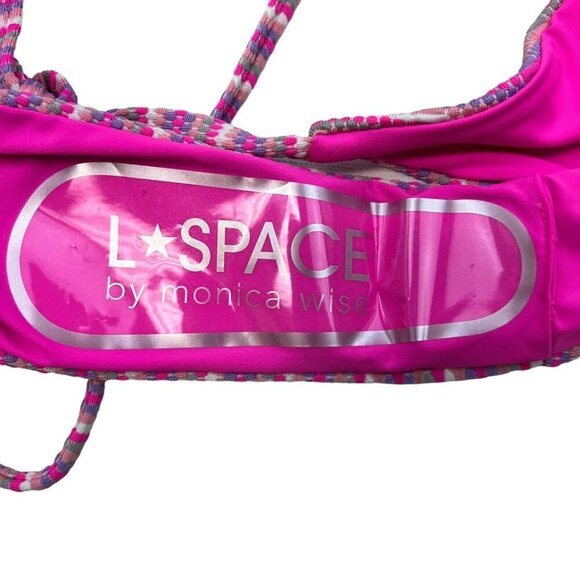 L*Space Women's Lennox String Bikini Bottom Pink/Multi Striped Small New - Picture 7 of 9